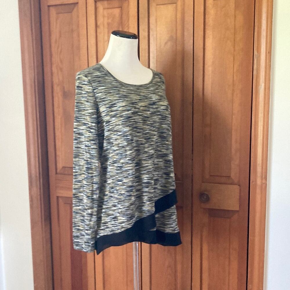 New Directions Knit Pullover With Chiffon Trim, Size S